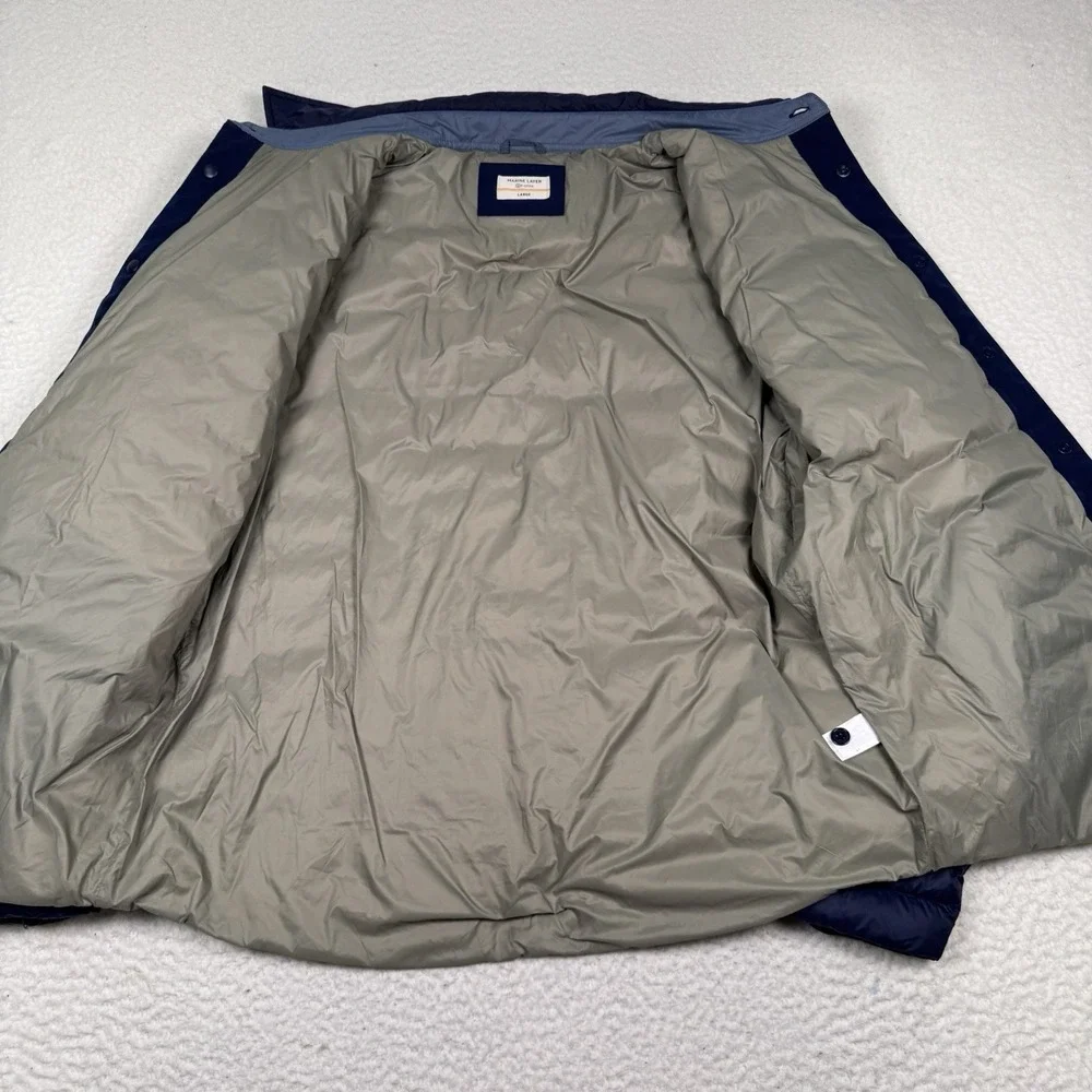 Marine Layer Mens Puffer Snap Front Over-Shirt Jacket Size Large Blue Colorblock